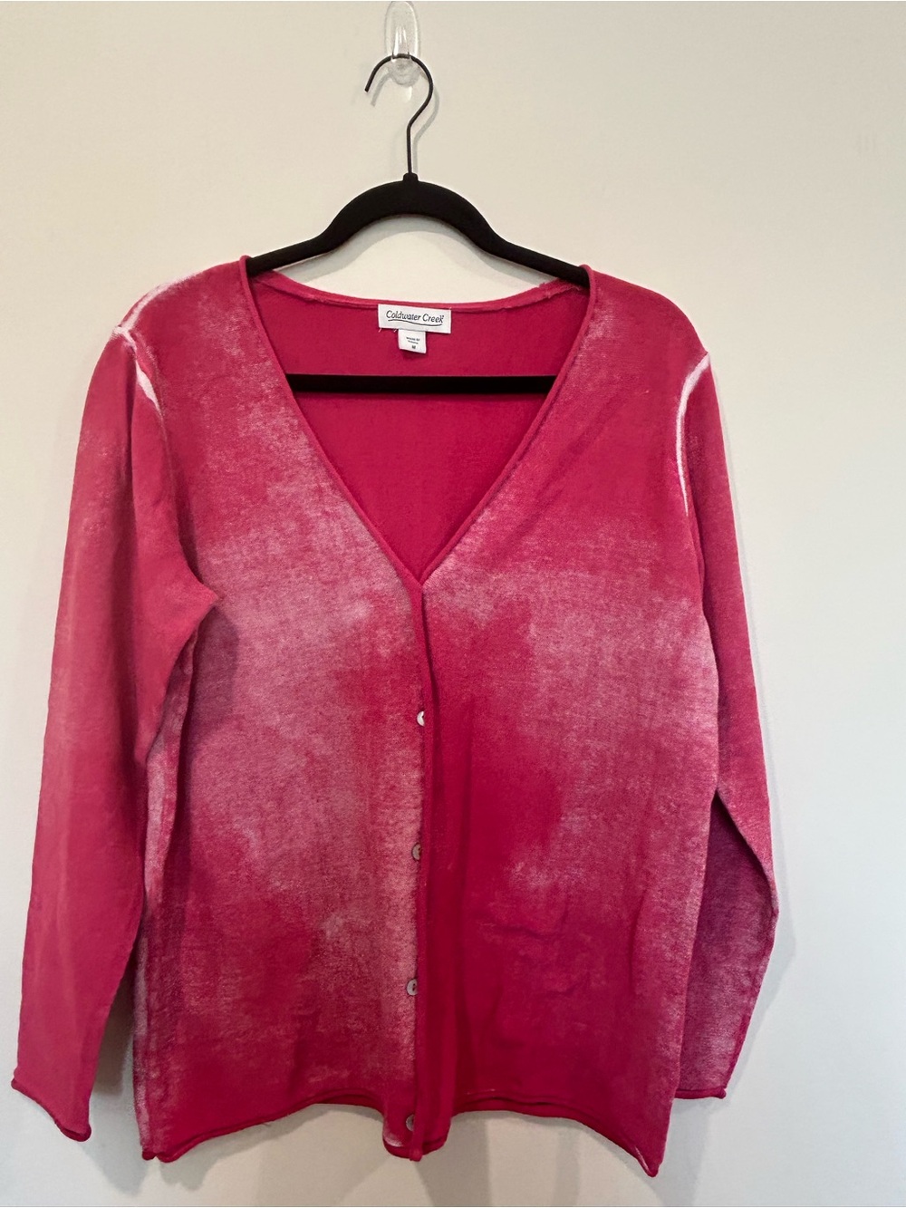 Coldwater Creek Faded Rose V-Neck Button Cardigan